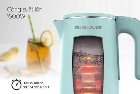 Ấm siêu tốc inox 2 lớp 1.8L SUNHOUSE SHD1351 - hình 3